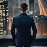 Homme vu de dos, debout droit, posture confiante illustrant la réussite et la fierté personnelle