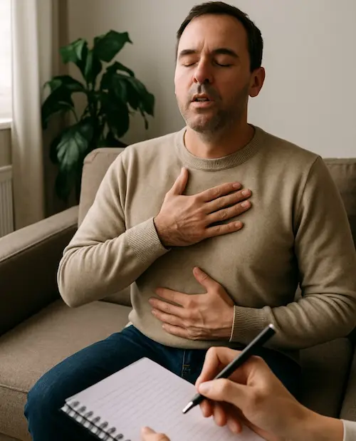 Exercice de respiration en coaching : un moment clé pour revenir à soi et retrouver un état de calme intérieur.